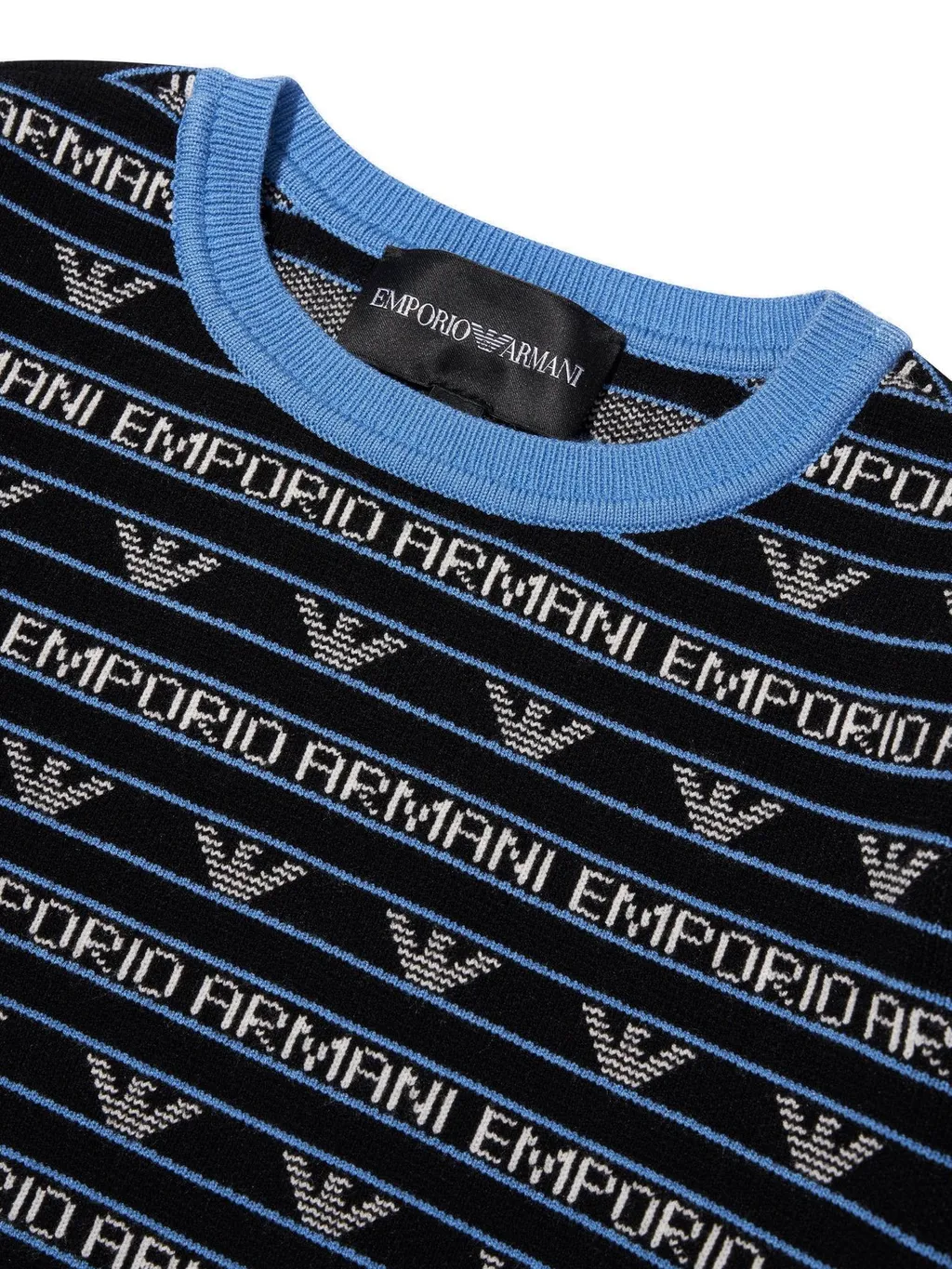 Emporio Armani Kids Logo Intarsia Short-Sleeve Jumper