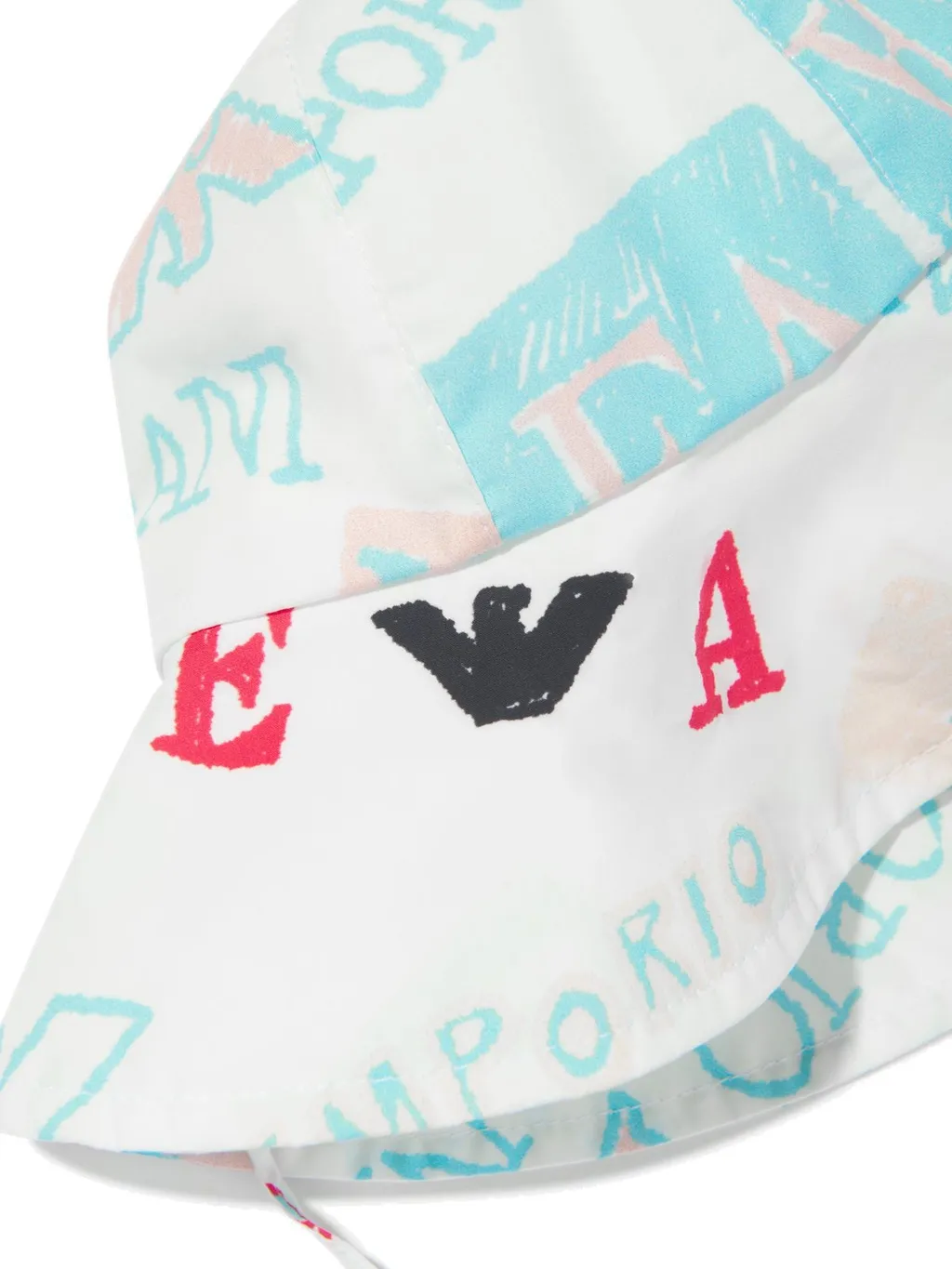 Emporio Armani Kids All-Over Logo Printed Lanyard Hat