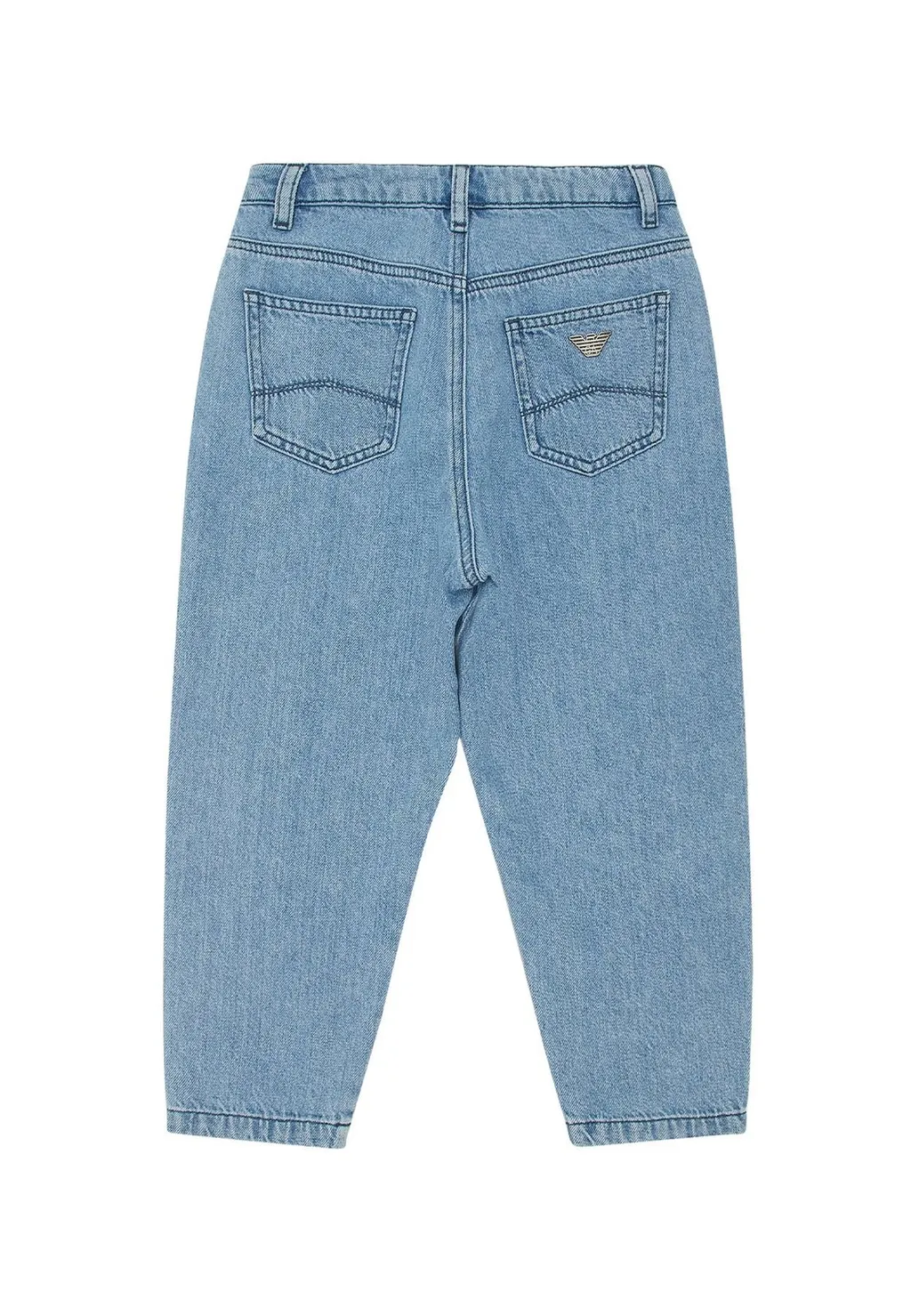 Emporio Armani Kids Logo Plaque Tapered Leg Jeans