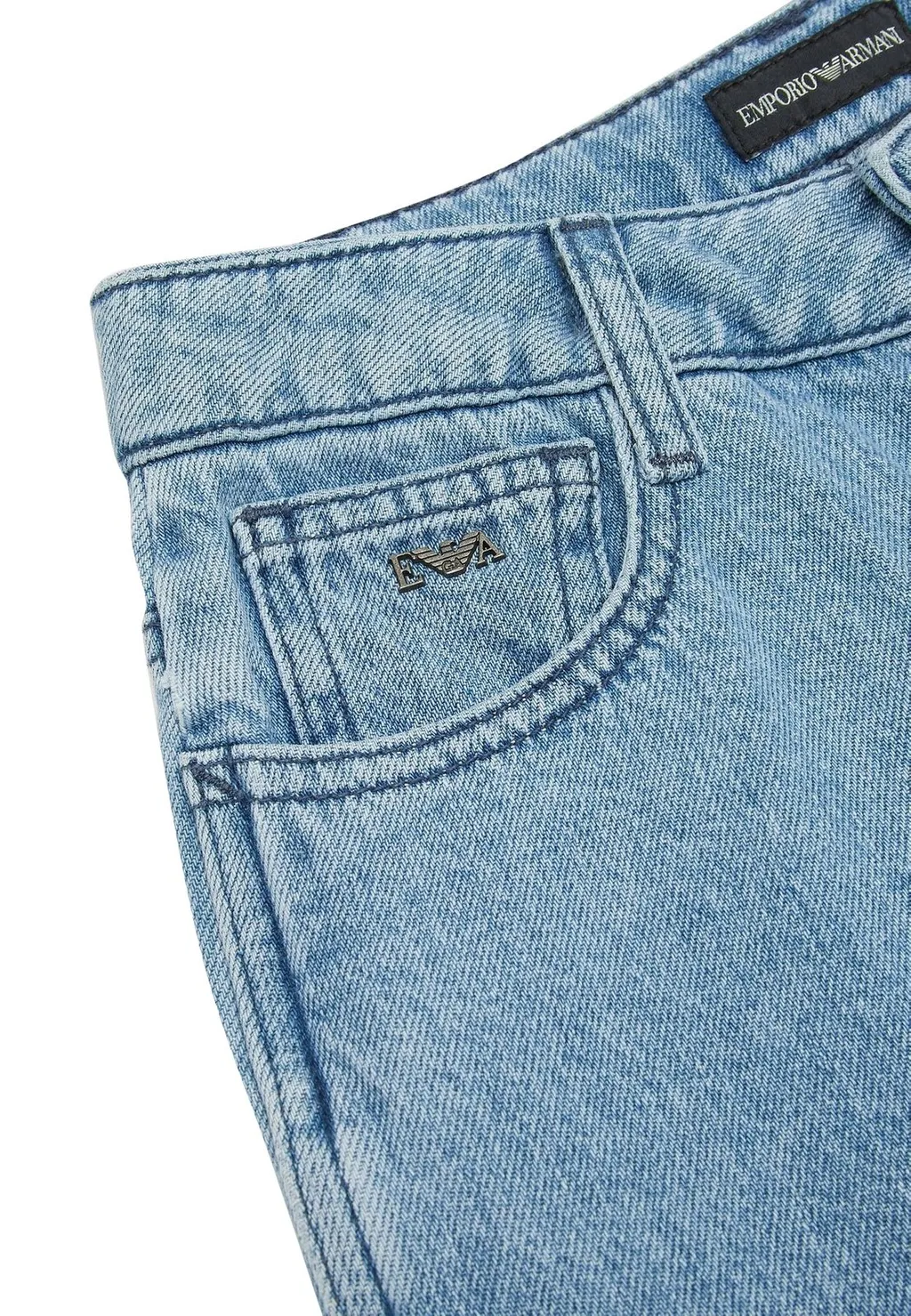 Emporio Armani Kids Logo Plaque Tapered Leg Jeans