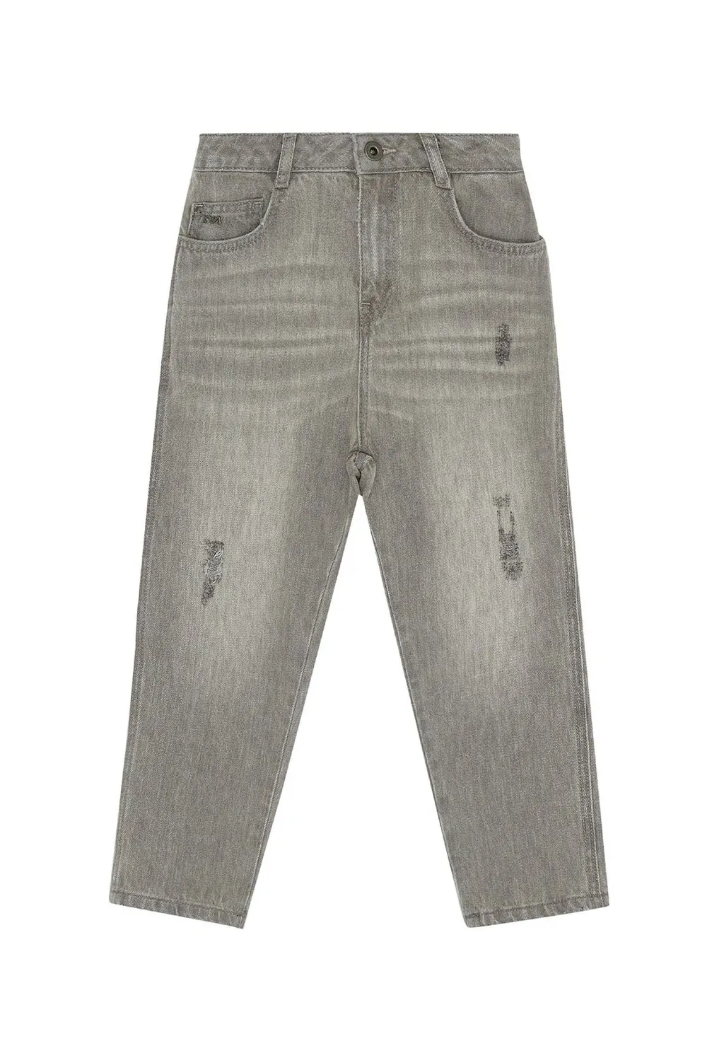 Emporio Armani Kids Logo Plaque Tapered Leg Jeans