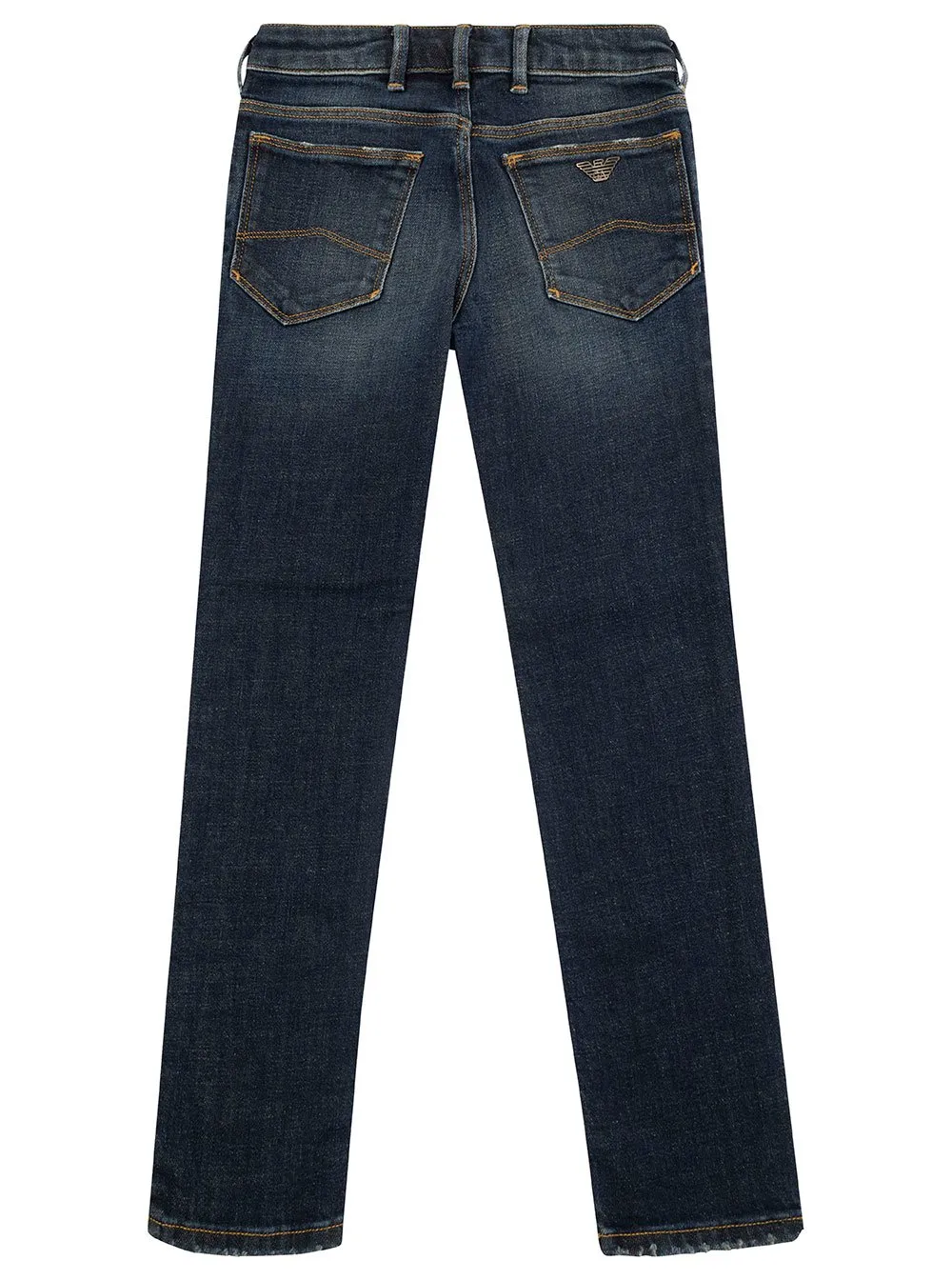 Emporio Armani Kids Logo Plaque Distressed Jeans
