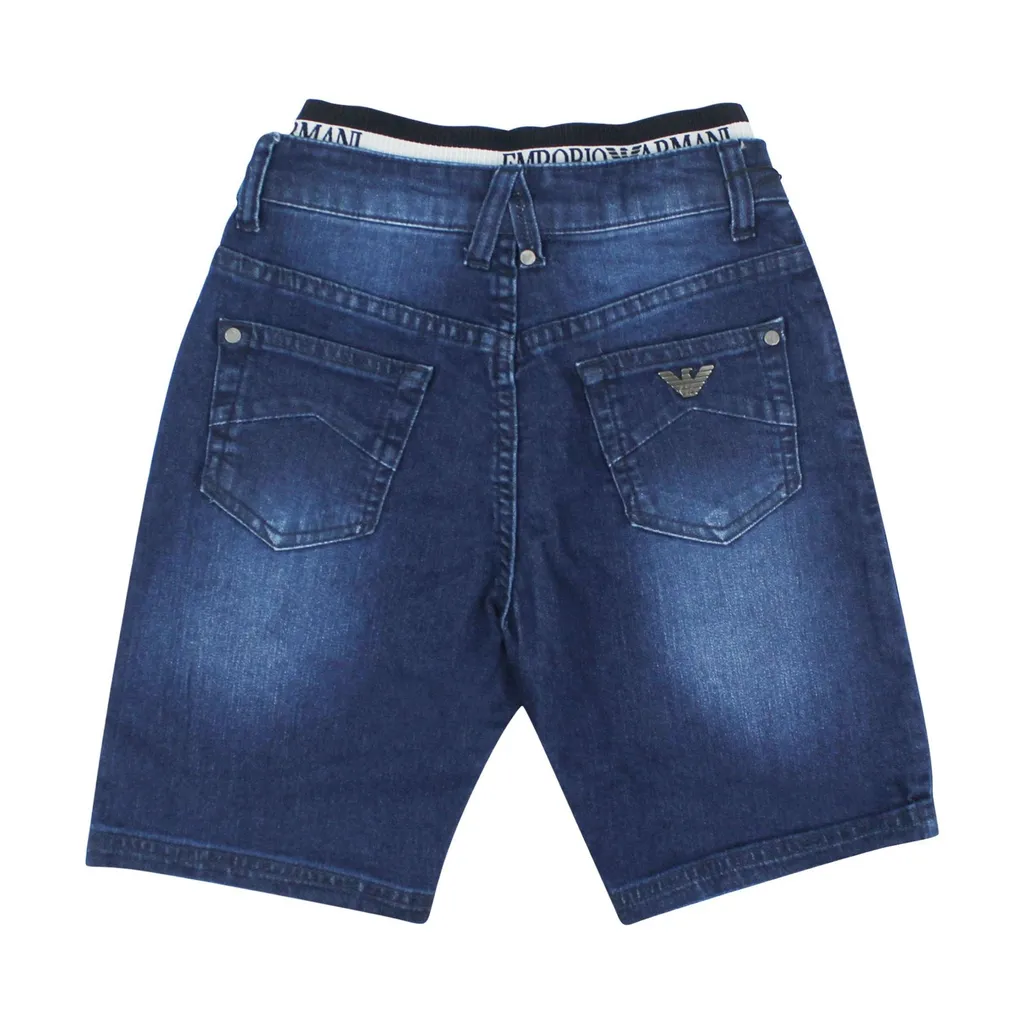 Emporio Armani Kids Layered Waist Denim Shorts