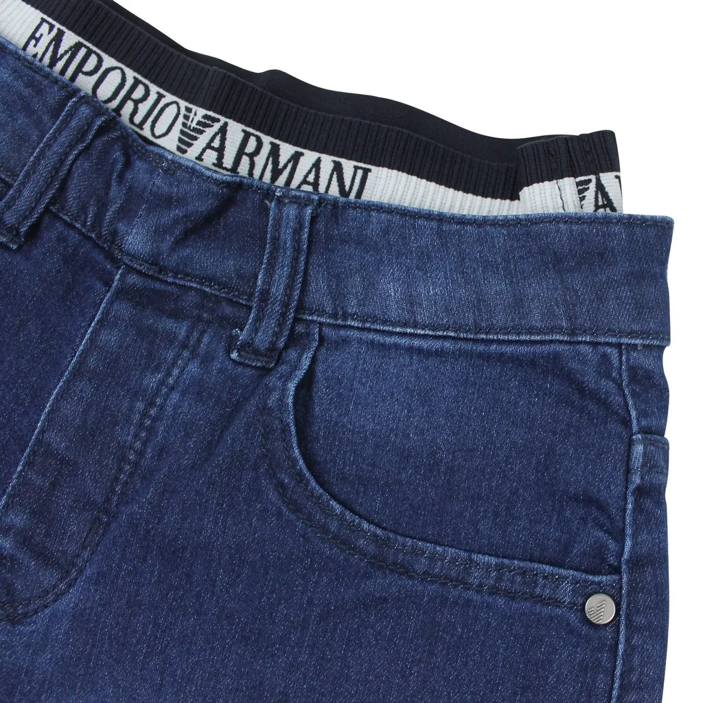 Emporio Armani Kids Layered Waist Denim Shorts