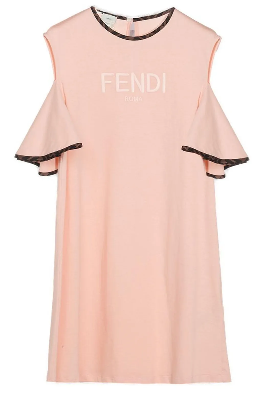 Fendi Kids Ruffle Detailed Crewneck Dress