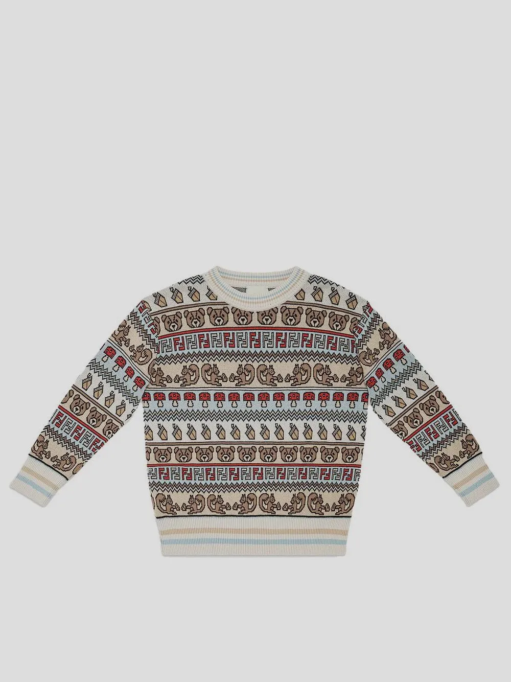 Fendi Kids Patterned Crew Neck Sweater