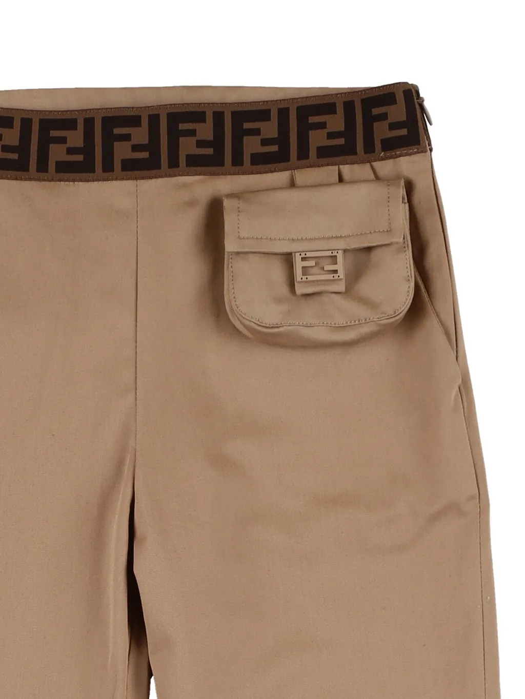 Fendi Kids Logo Waistband Straight Leg Trousers