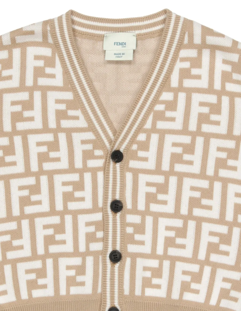 Fendi Kids Logo Intarsia V-Neck Cardigan