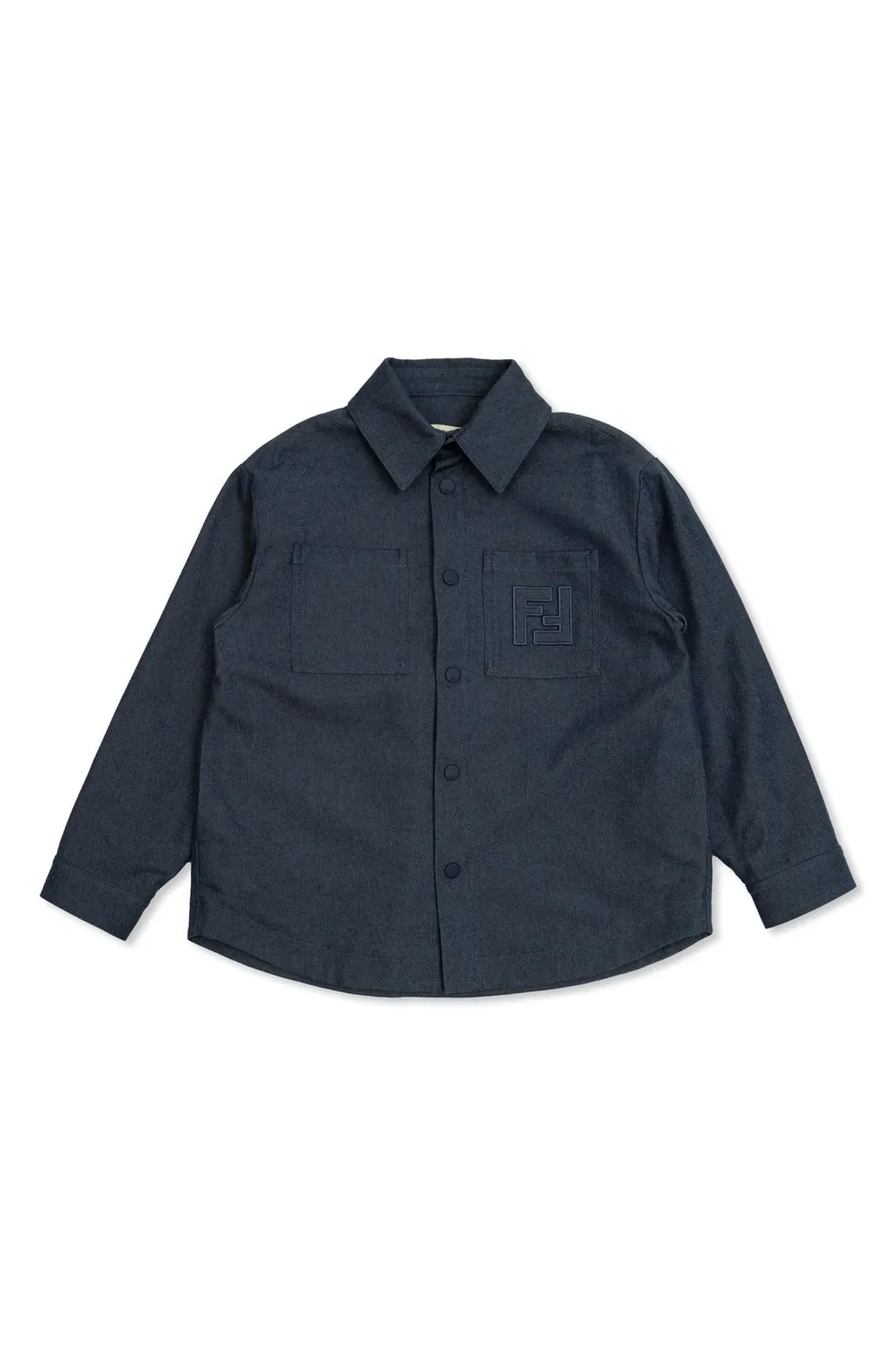 Fendi Kids Logo Embroidered Curved Hem Shirt
