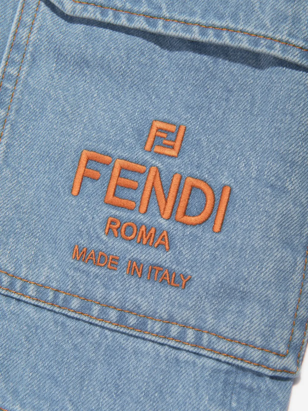 Fendi Kids Logo-Embroidered Denim Shorts