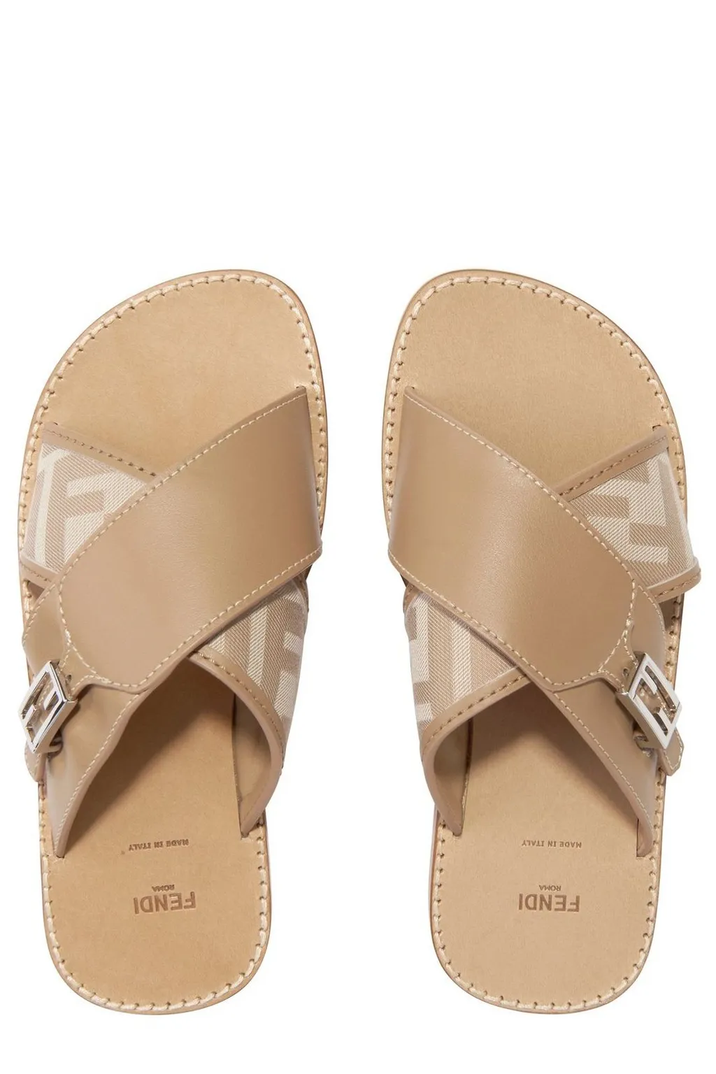 Fendi Kids Logo-Plaque Slip-On Sandals