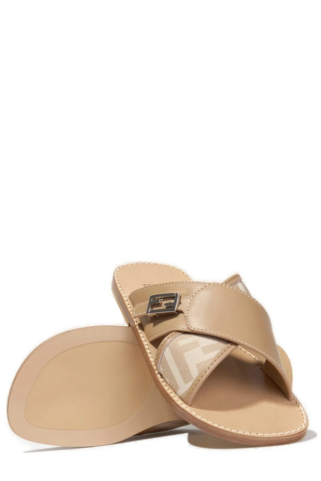 Fendi Kids Logo-Plaque Slip-On Sandals