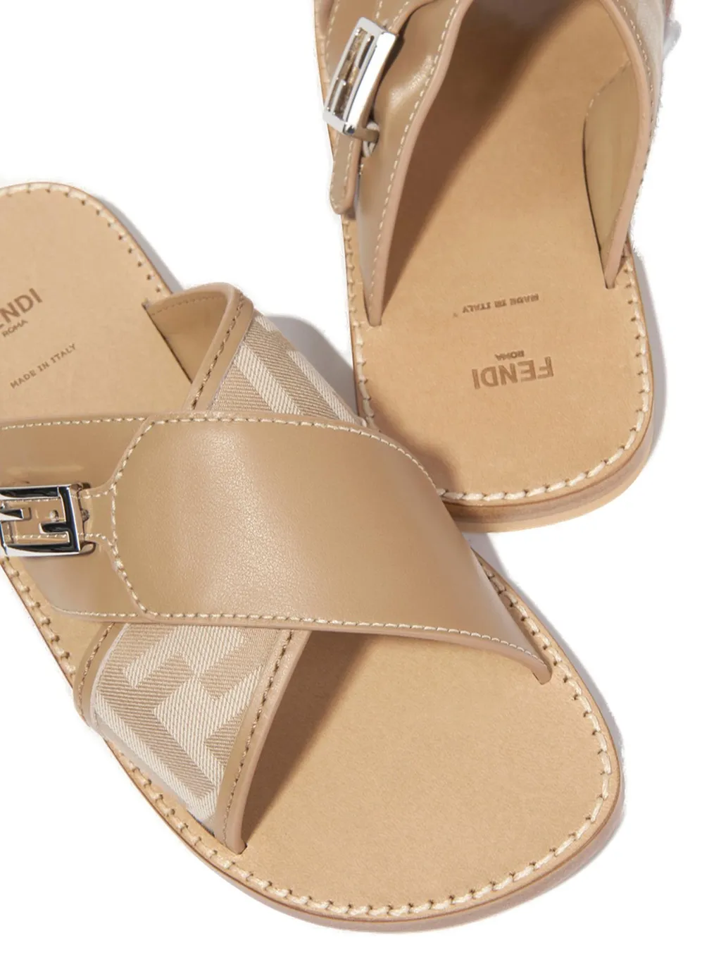 Fendi Kids Logo-Plaque Slip-On Sandals