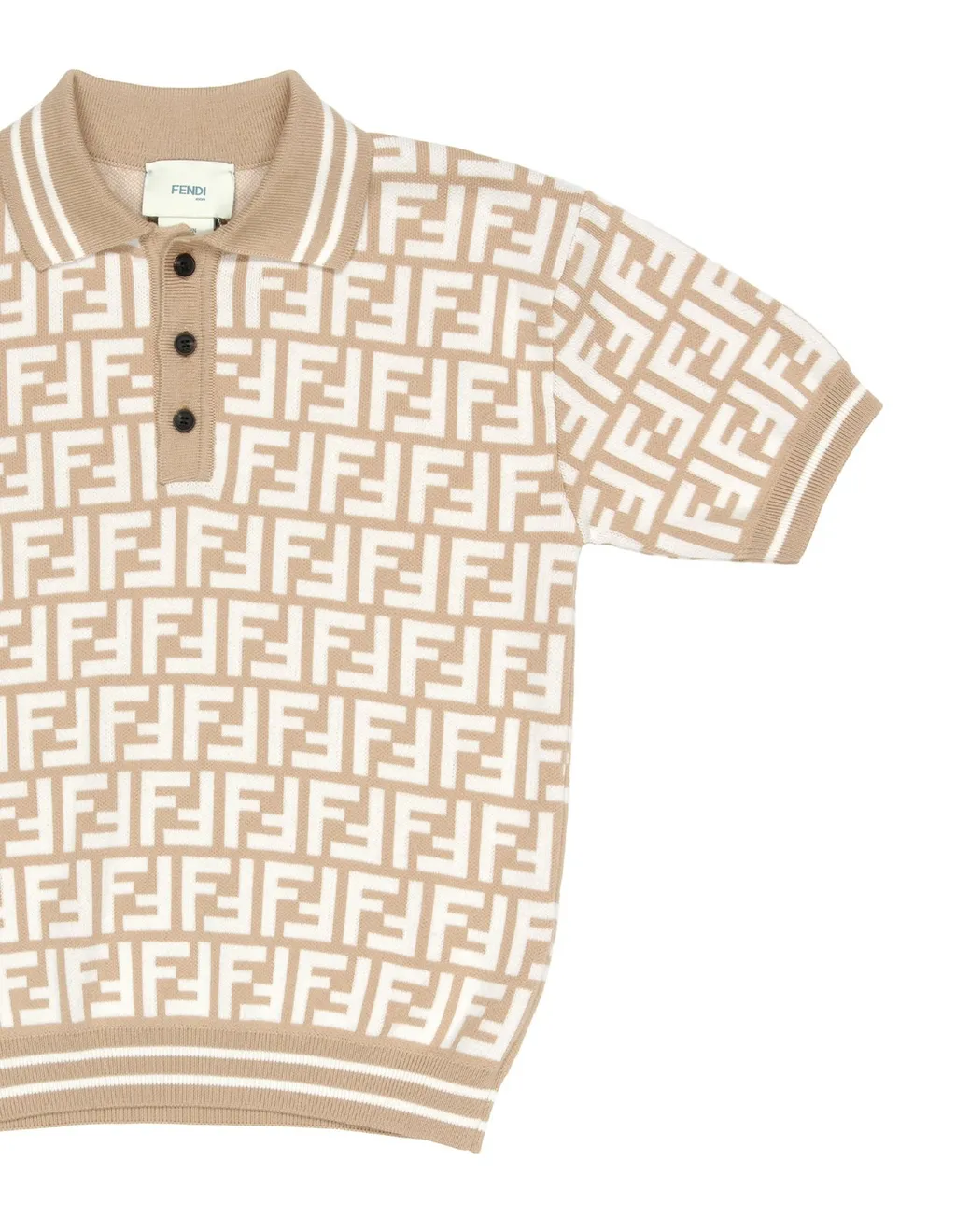 Fendi Kids Ff-Jacquard Short-Sleeved Knitted Polo Shirt