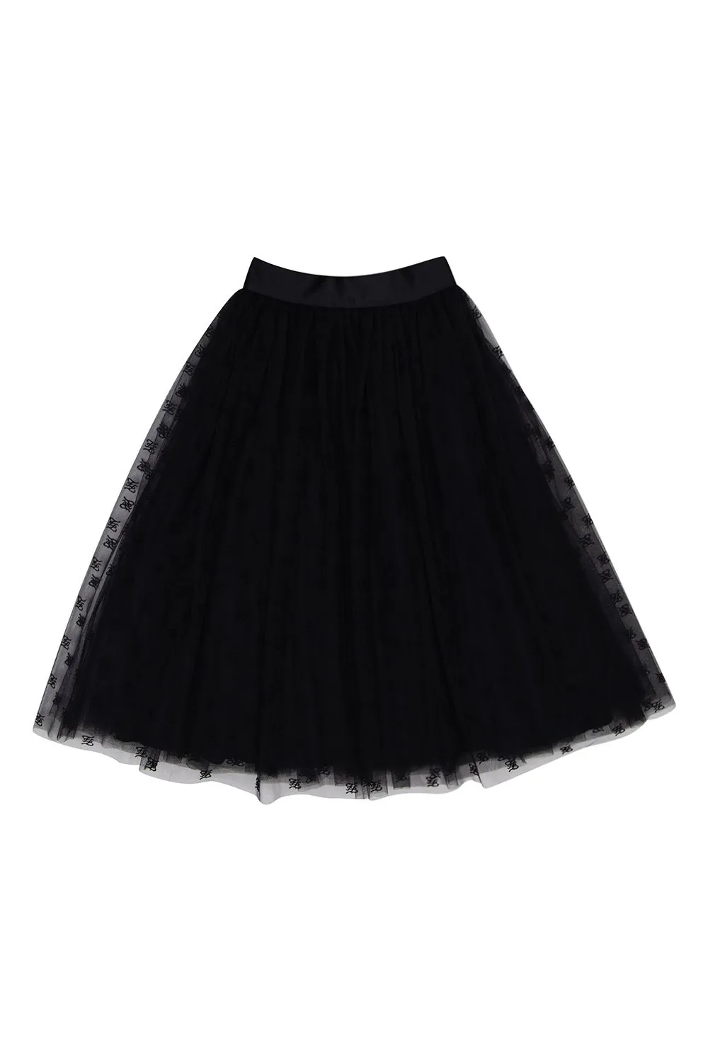 Fendi Kids Logo-Embroidered Tulle Midi Skirt