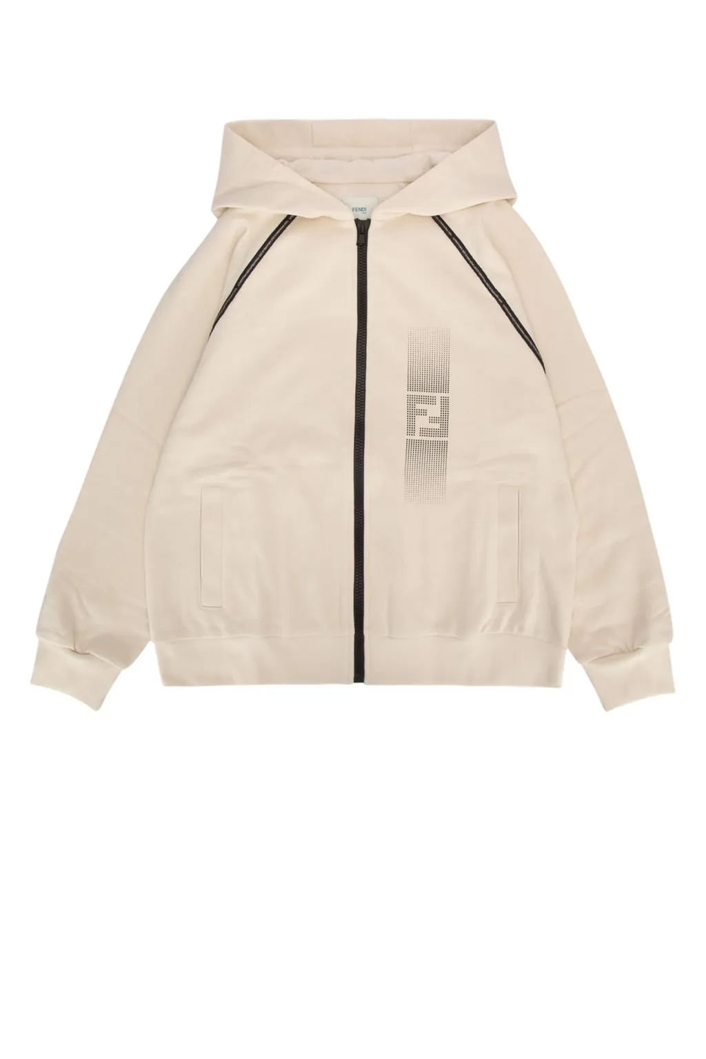 Fendi Kids Logo Embellished Zip-Up Hoodie