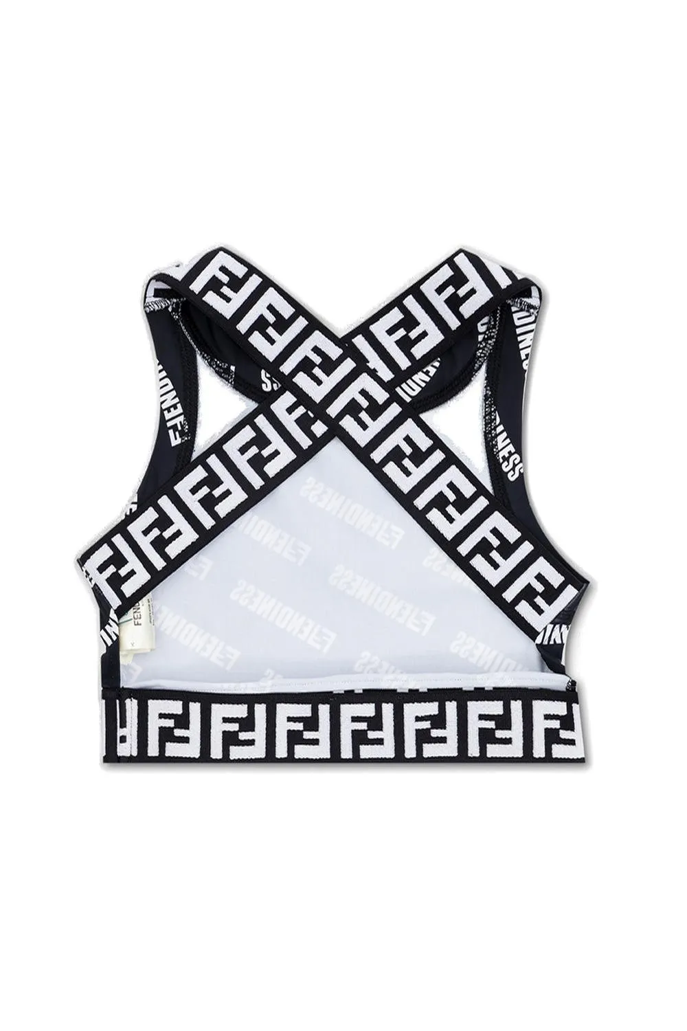 Fendi Kids Logo Printed Crossed Band Cropped Top