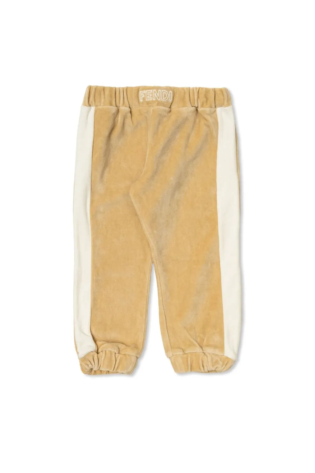 Fendi Kids Logo Embroidered Velvet Trousers