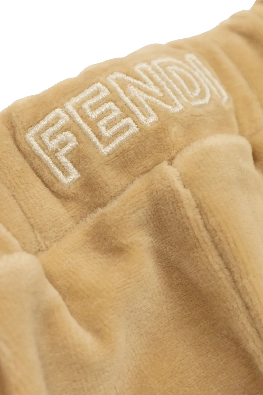 Fendi Kids Logo Embroidered Velvet Trousers