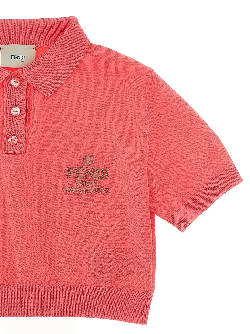 Fendi Kids Button Detailed Short-Sleeved Polo Shirt