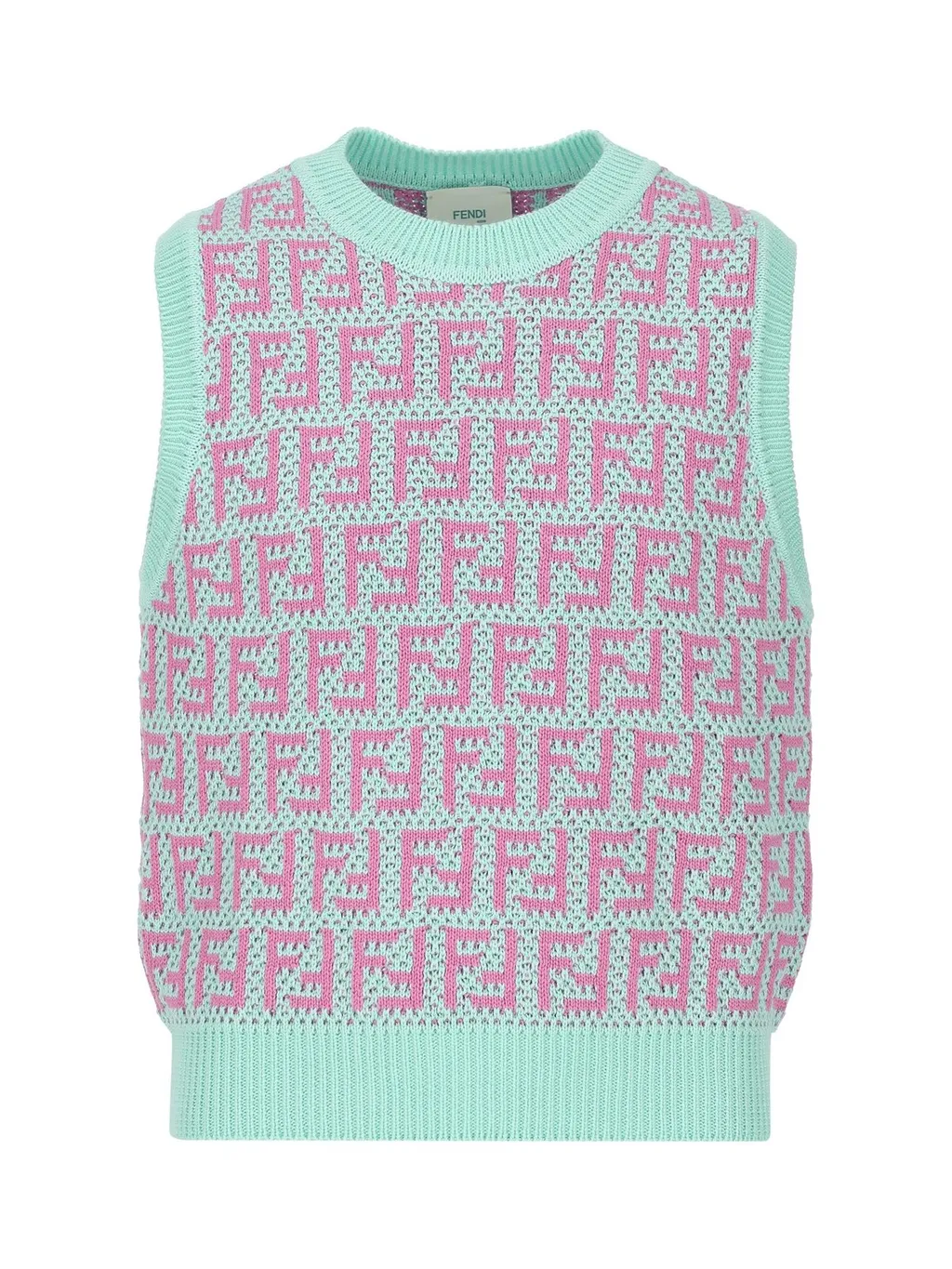 Fendi Kids Intarsia-Knitted Crewneck Vest