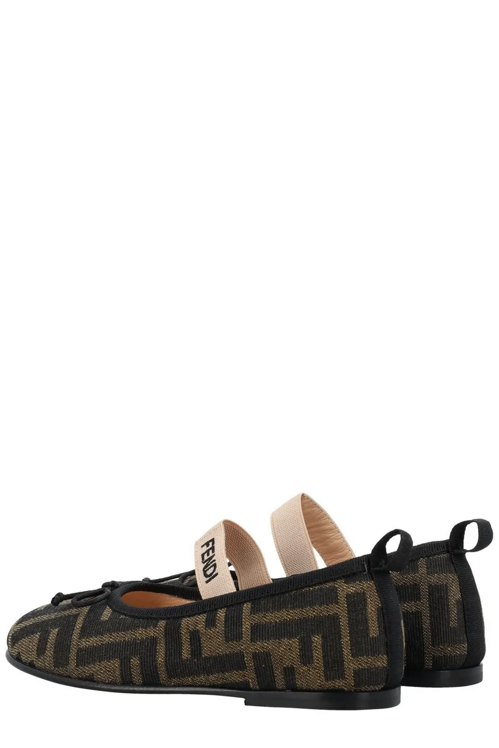 Fendi Kids Ff Jacquard Round Toe Ballerina Shoes
