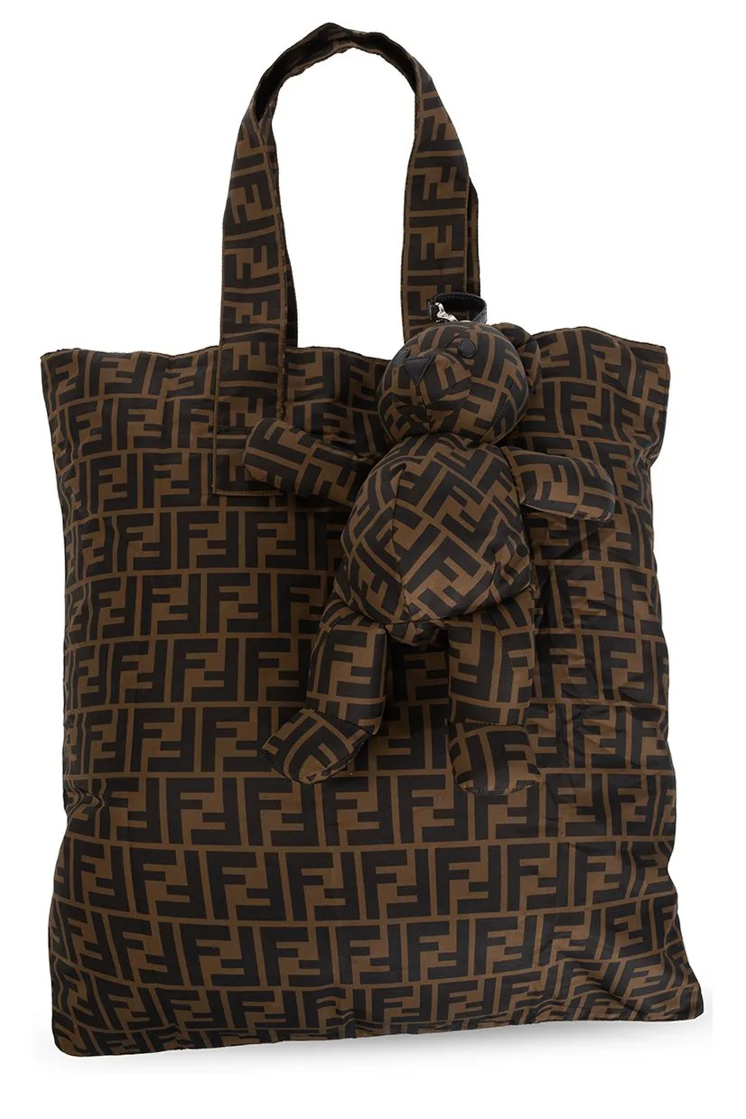 Fendi Kids Allover Logo Printed Teddy Bear Tote Bag