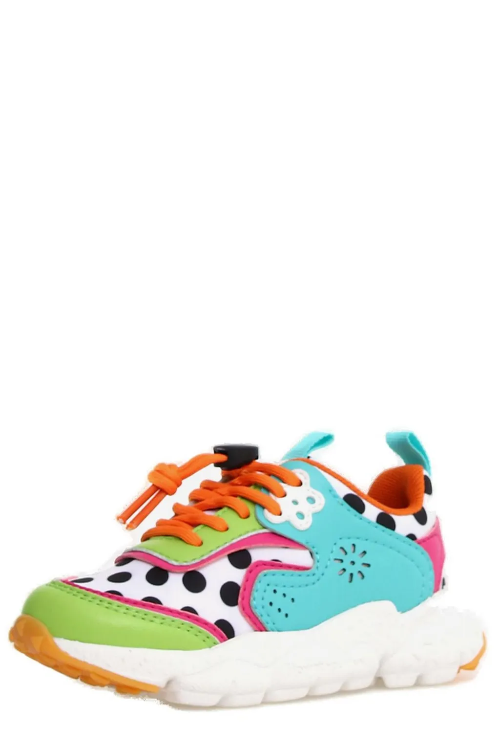 Flower Mountain Polka Dot Printed Panelled Lace-Up Sneakers