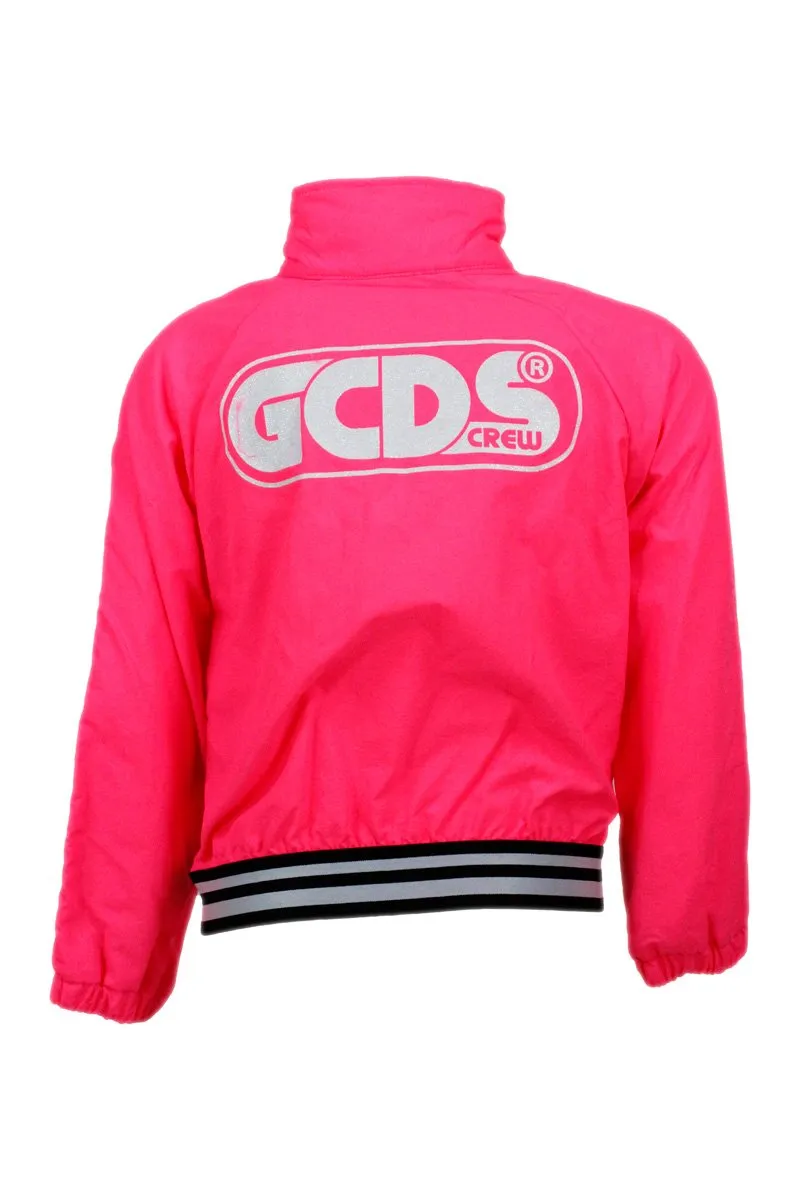 Gcds Kids Logo Printed Striped Hem Track Jacket