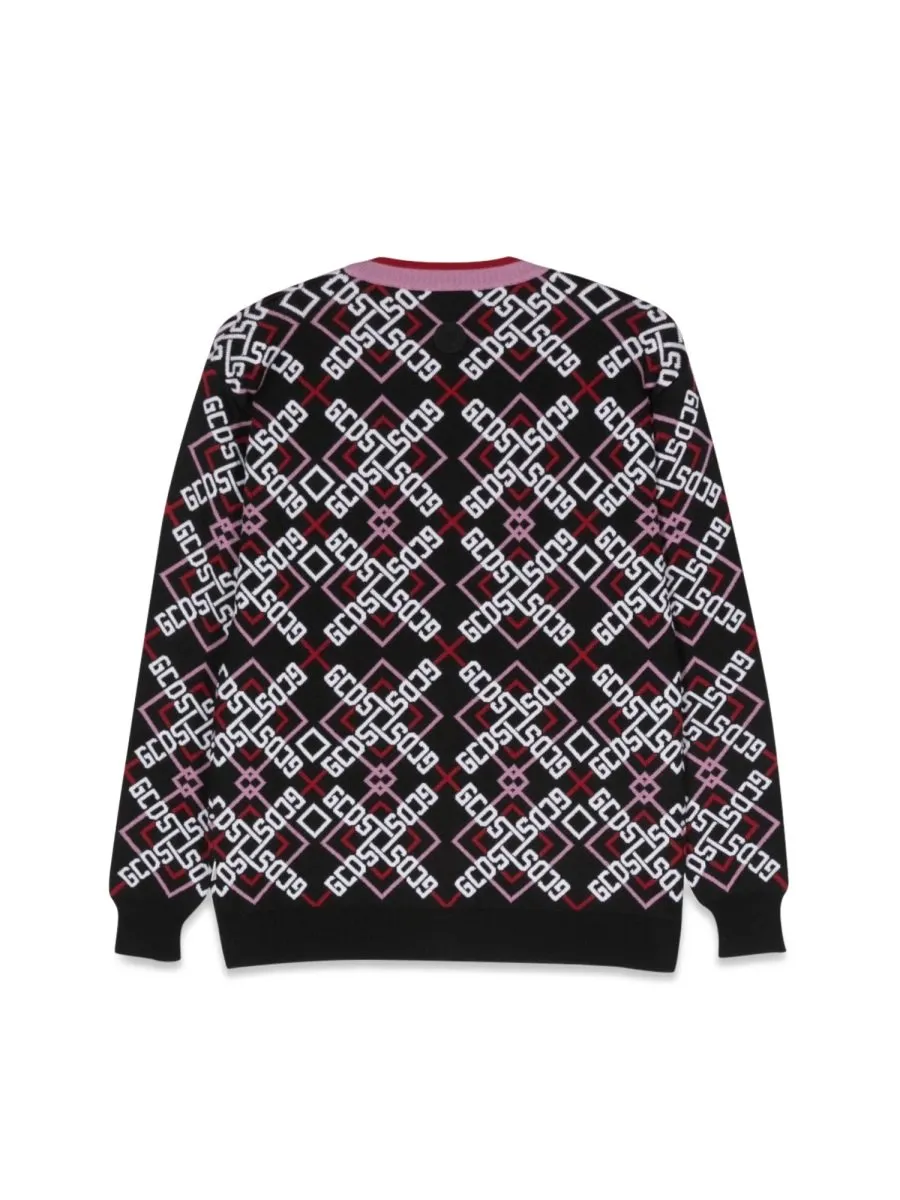 Gcds Kids Patterned Knit Cardigan