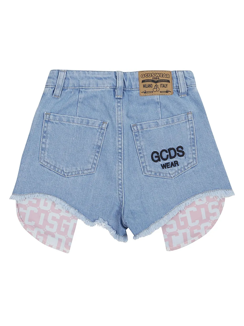 Gcds Kids Logo Patch Denim Shorts