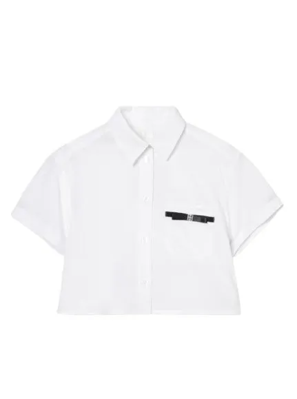 Givenchy Kids Logo-Plaque Short-Sleeved Poplin Shirt