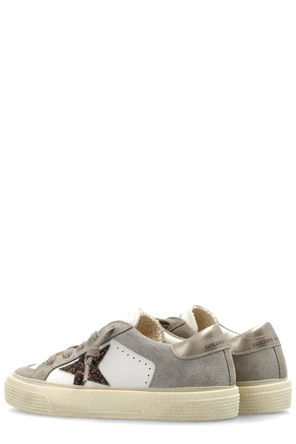 Golden Goose Kids May Star-Glittered Lace-Up Sneakers
