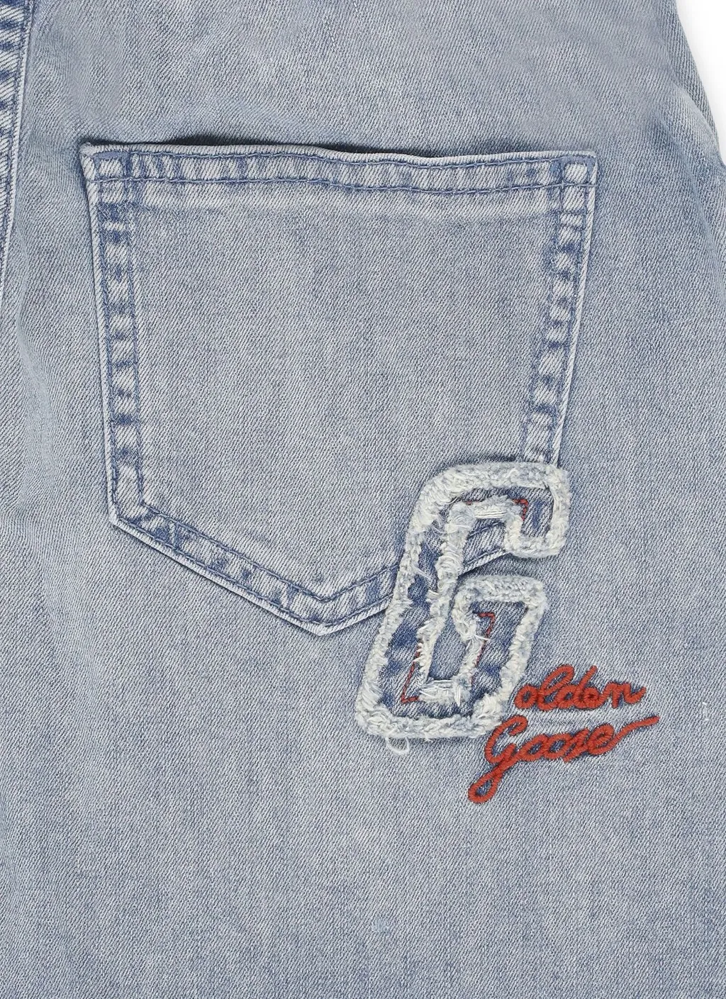 Golden Goose Kids Logo Embroidered Denim Shorts