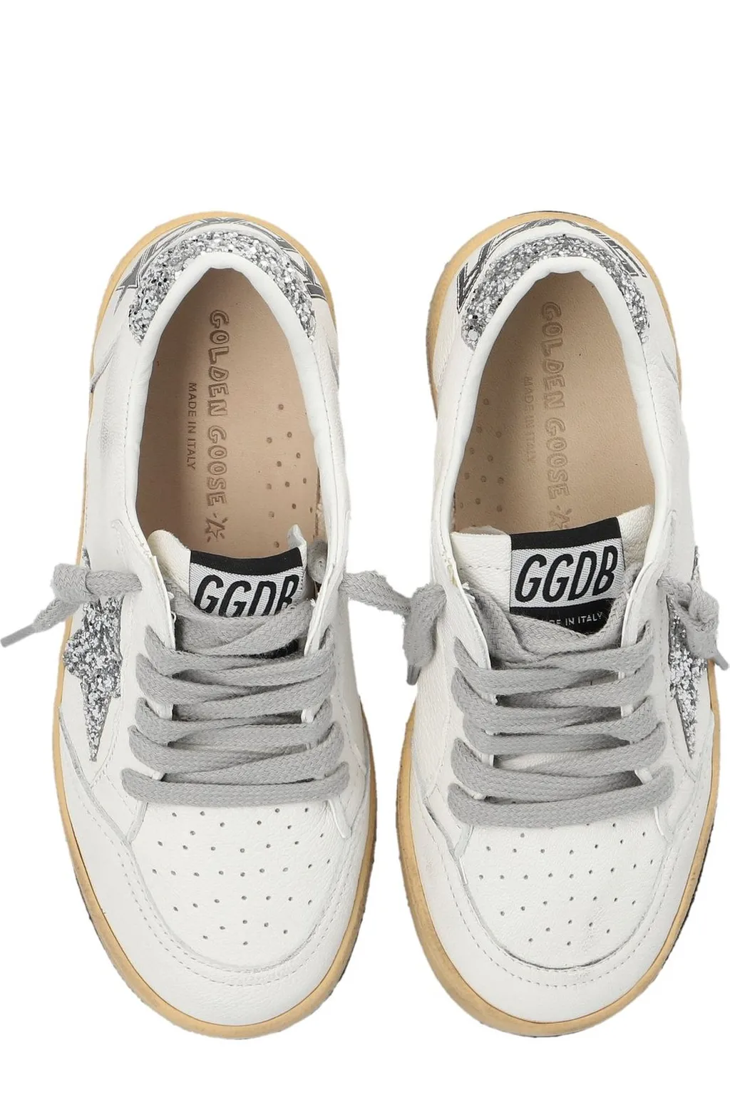 Golden Goose Kids Ball Star Glittered Lace-Up Sneakers