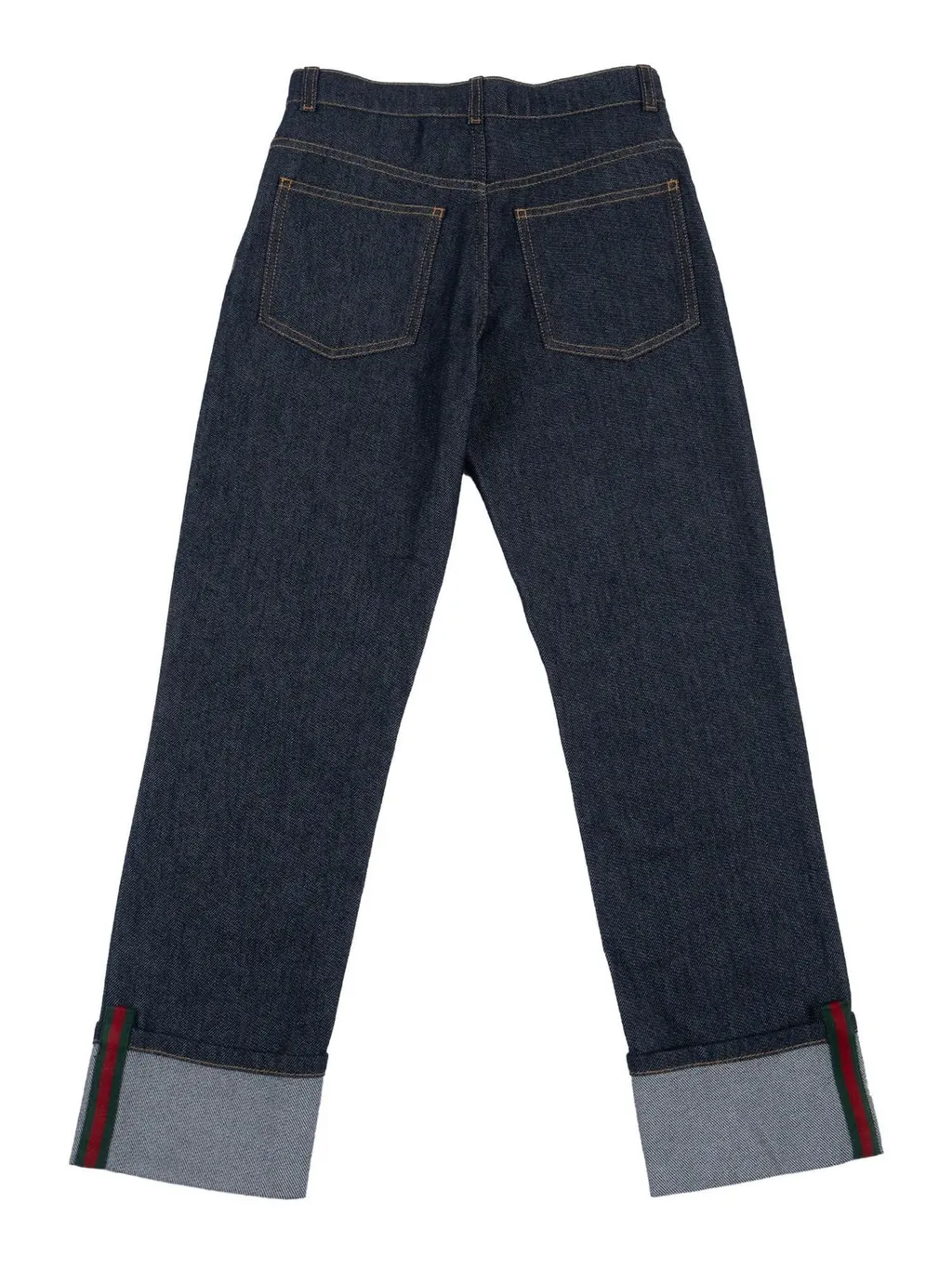 Gucci Kids Web Striped Turn-Up Hem Jeans