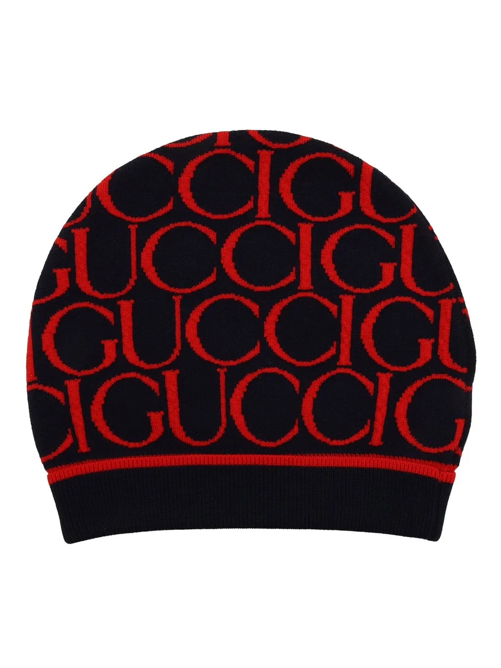 Gucci Kids Logo Jacquard Ribbed Edge Beanie