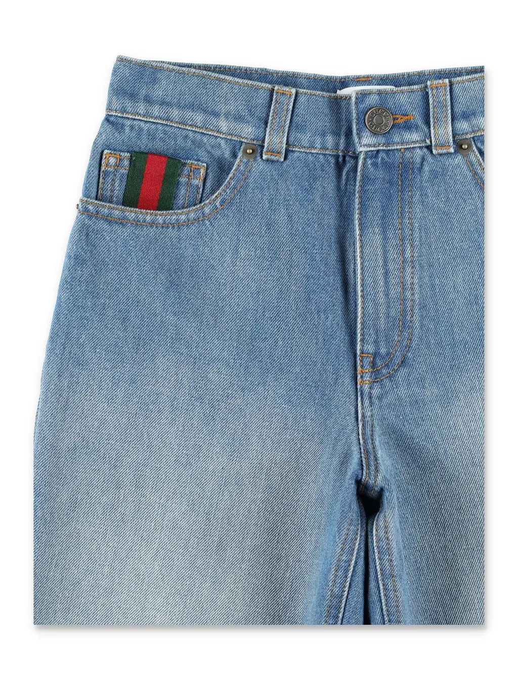 Gucci Kids Web Detailed Denim Shorts
