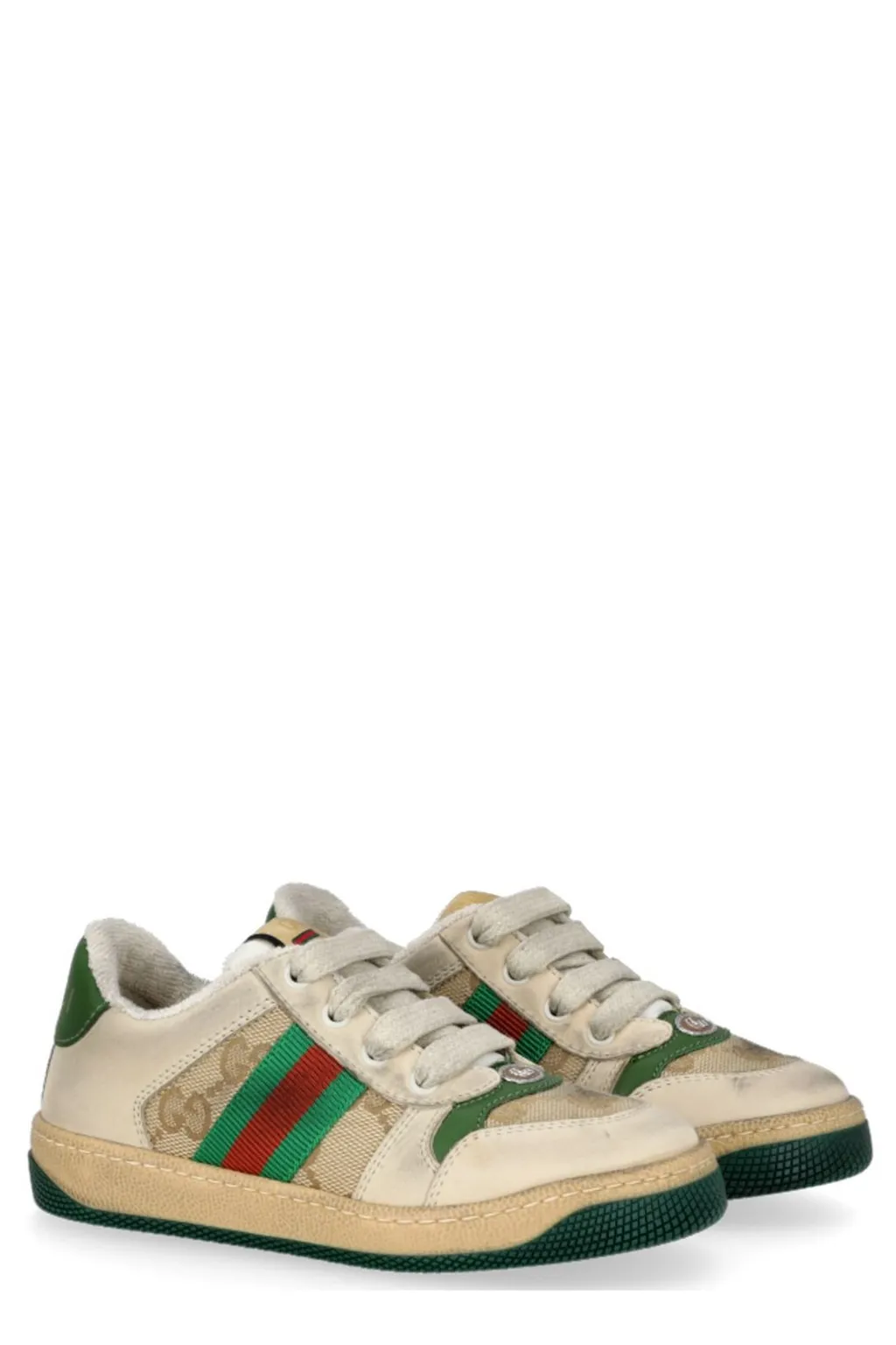 Gucci Kids Screener Round Toe Lace-Up Sneakers