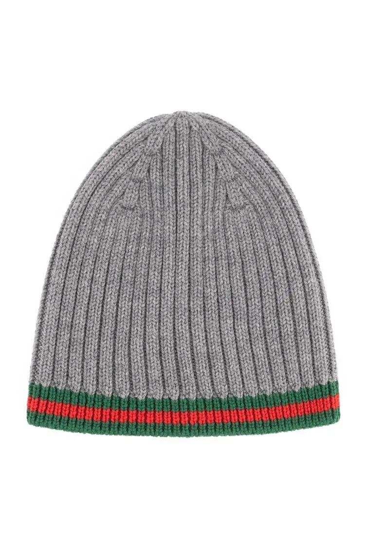 Gucci Kids Web-Stripe Ribbed-Knit Beanie
