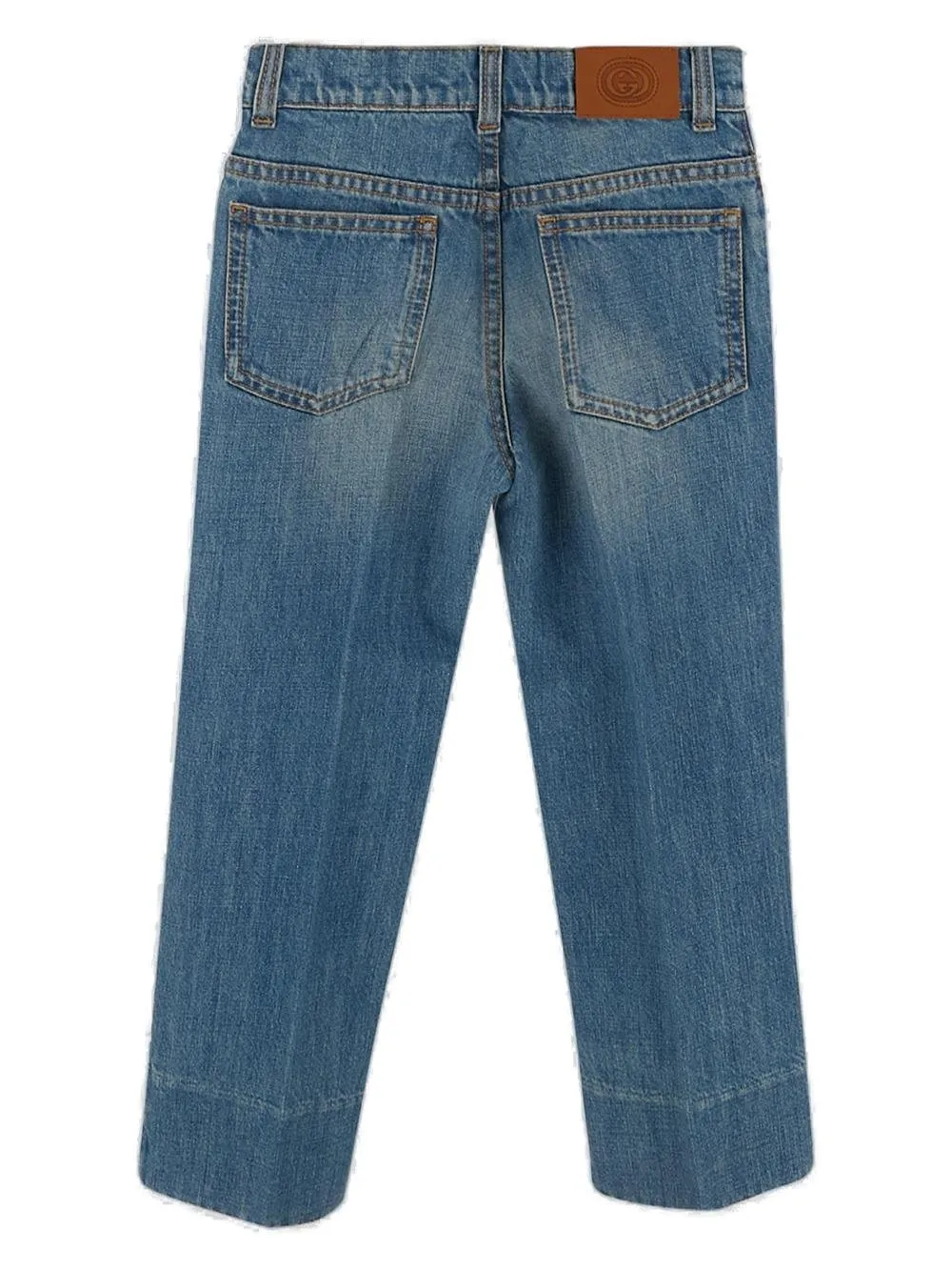 Gucci Kids Logo Patch Straight Leg Jeans