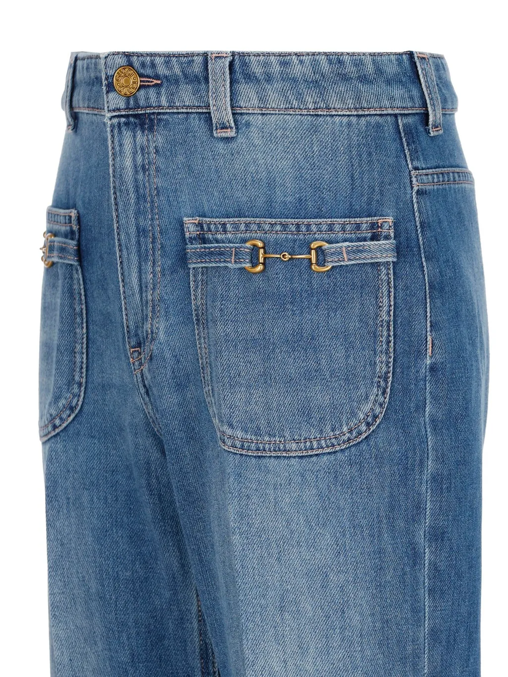 Gucci Kids Logo Patch Straight Leg Jeans