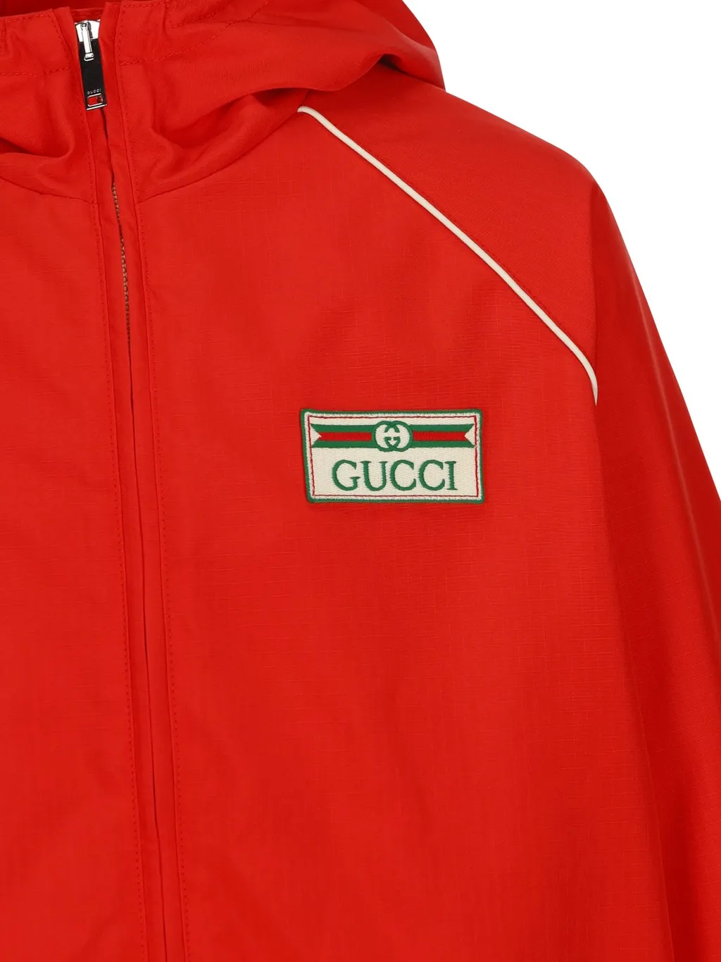 Gucci Kids Logo Patch Zip-Up Hooded Jacket