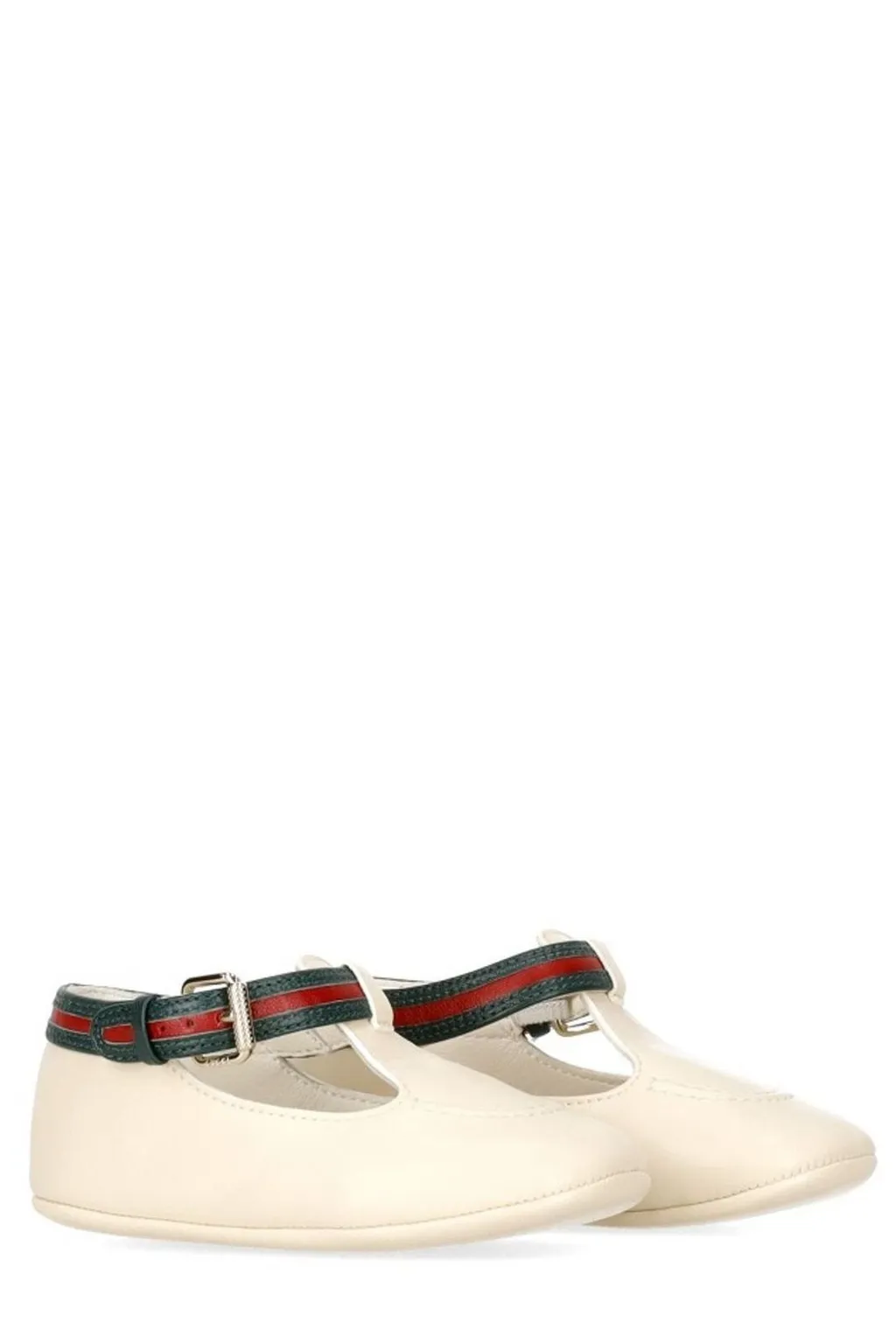 Gucci Kids Web-Stripe Round Toe Ballet Flats