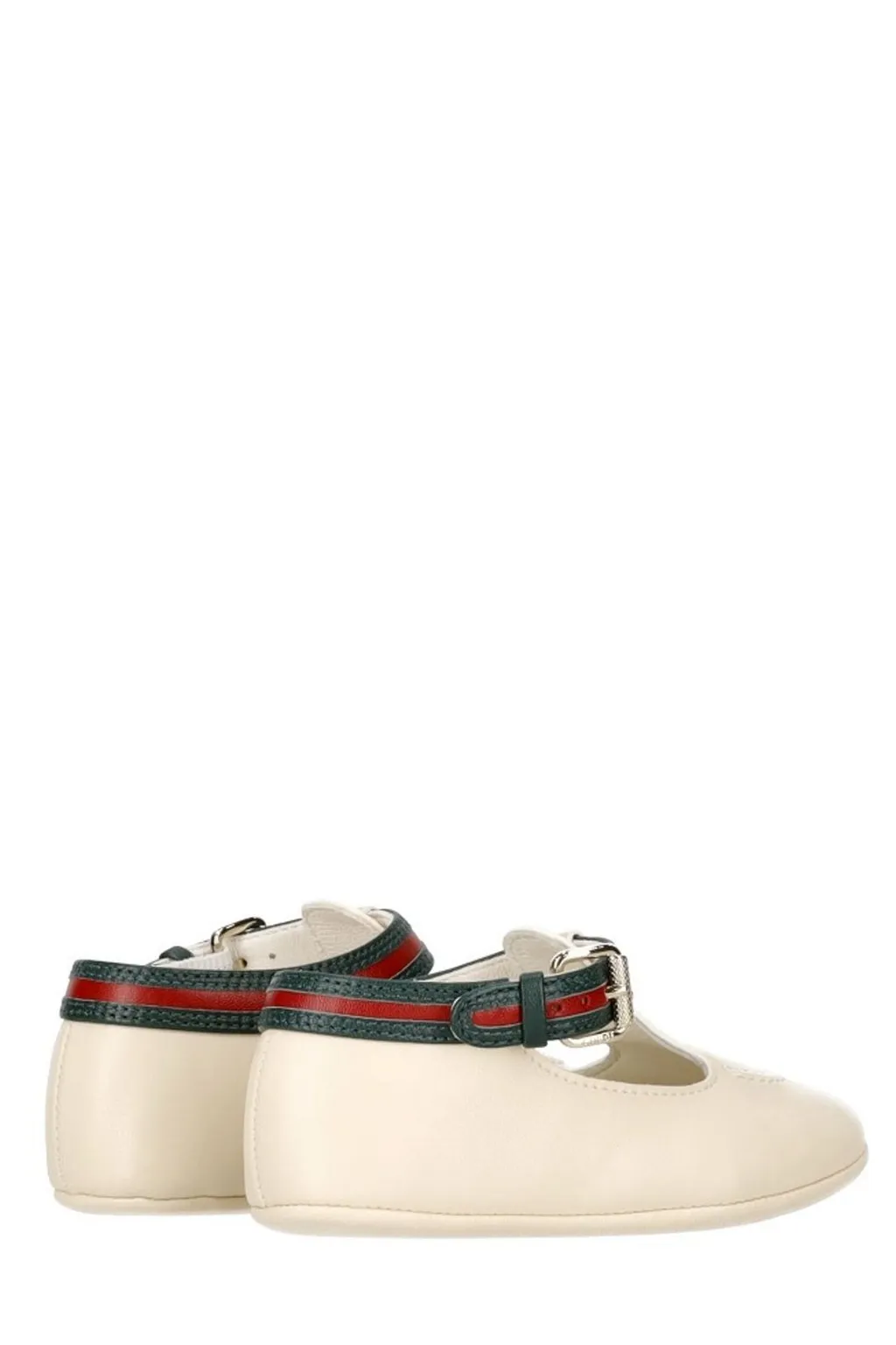Gucci Kids Web-Stripe Round Toe Ballet Flats