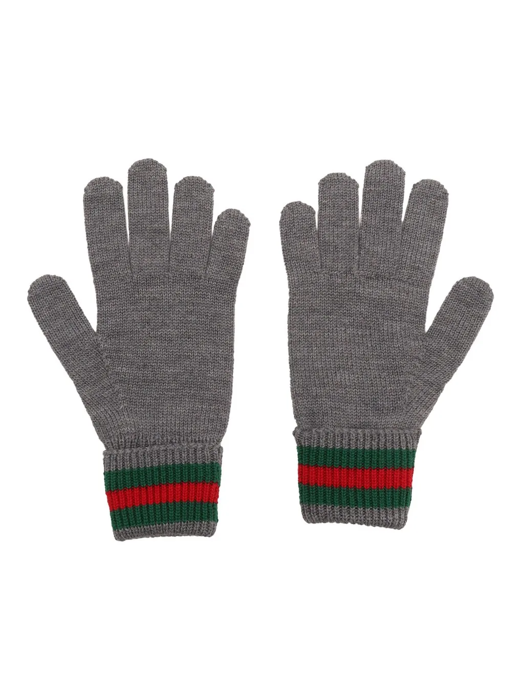 Gucci Kids Web Detailed Ribbed-Knit Gloves