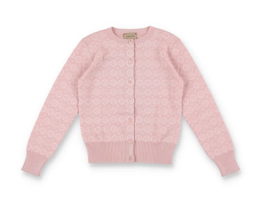 Gucci Kids Double G Crewneck Knitted Cardigan