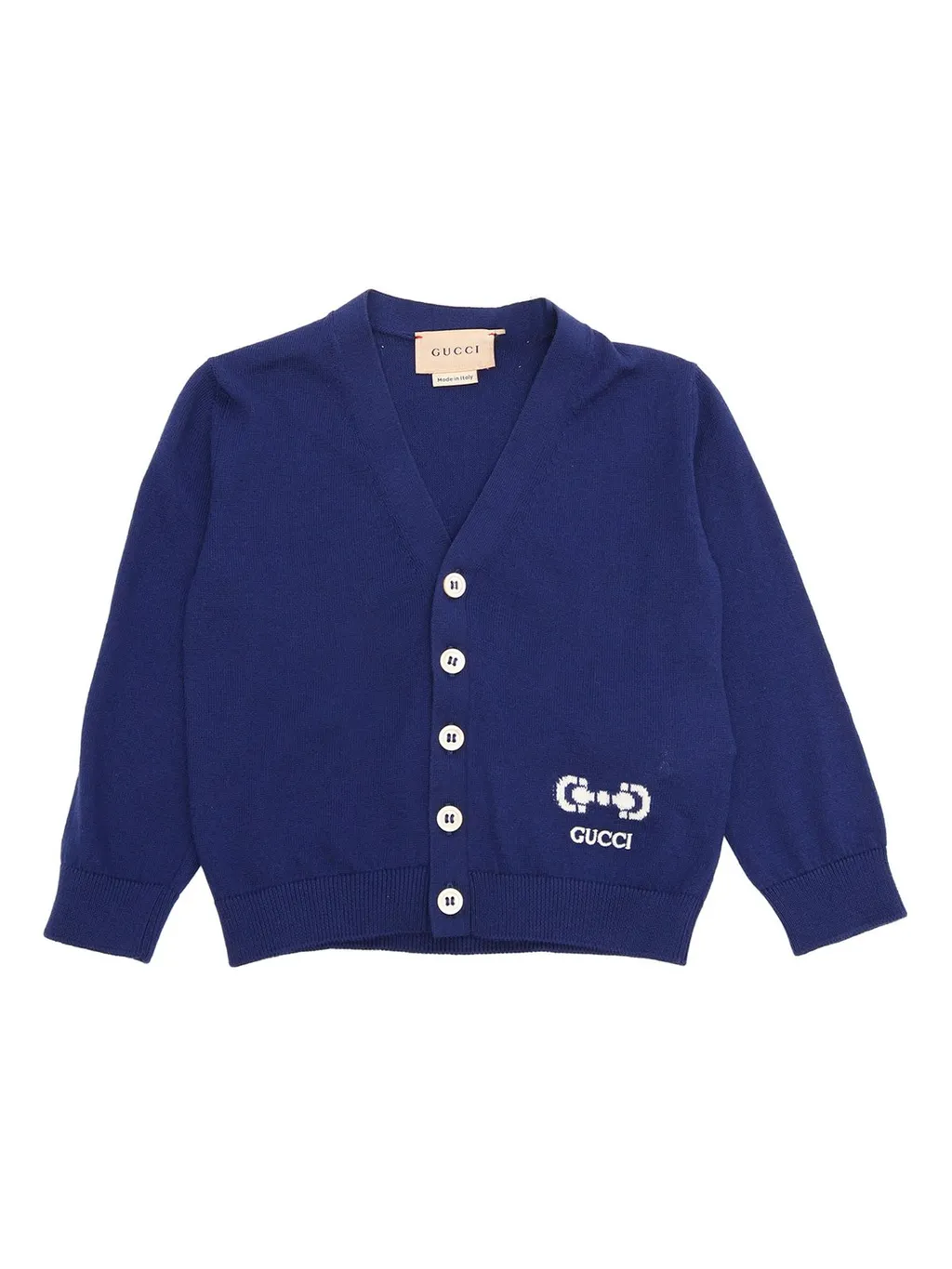 Gucci Kids Horsebit-Print V-Neck Long-Sleeved Cardigan