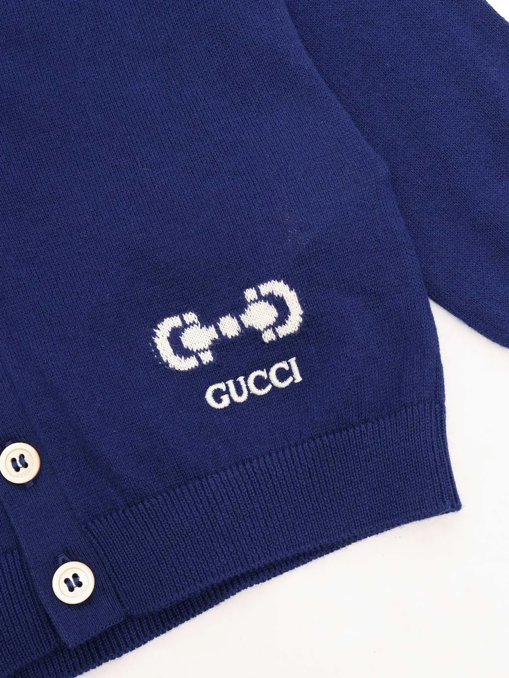 Gucci Kids Horsebit-Print V-Neck Long-Sleeved Cardigan