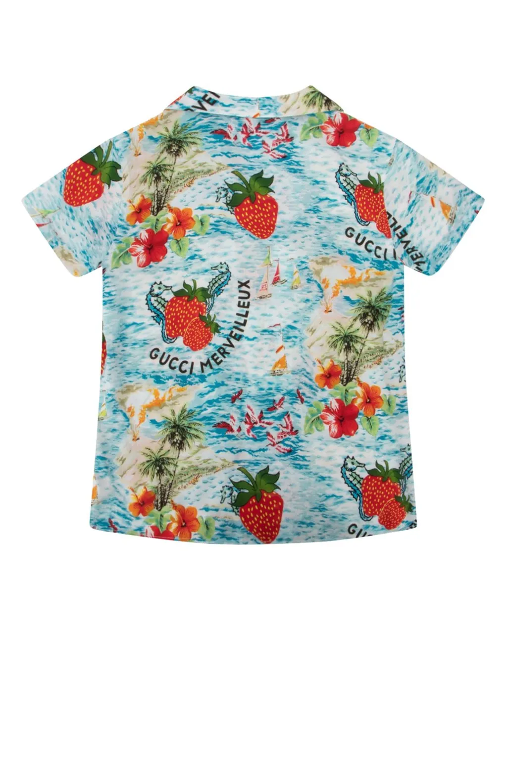 Gucci Kids Strawberry Smoothie Printed Shirt